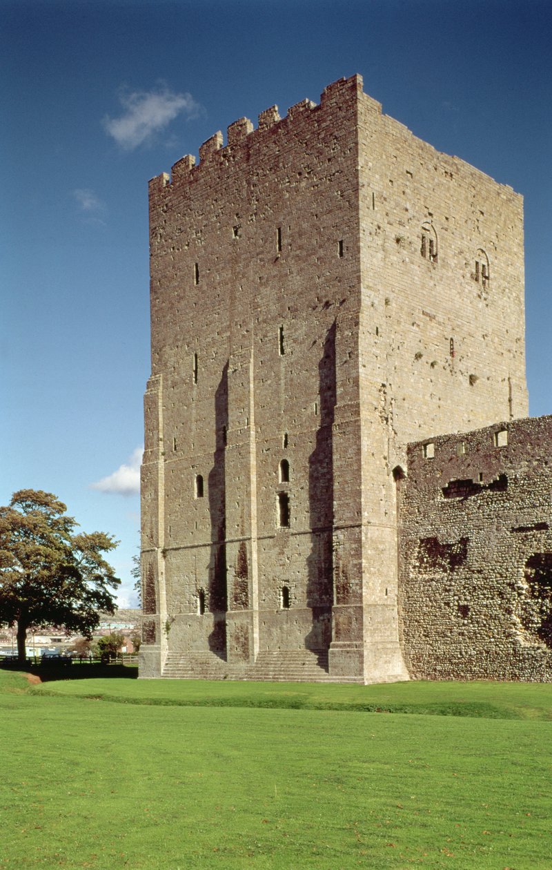 Exteriörvy av kvarnen, Portchester Castle, Hampshire, byggd c.1160-72 av Unbekannt Unbekannt