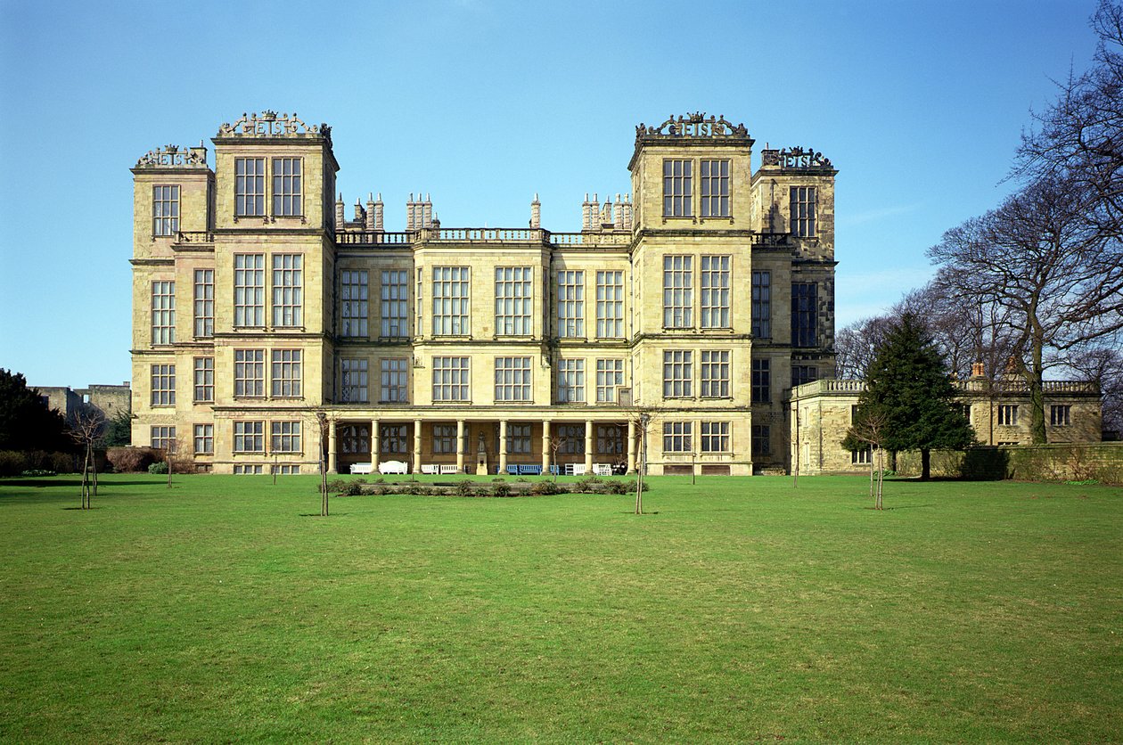 Hardwick Hall, Exteriör, byggd 1590-97, Derbyshire, Storbritannien av Unbekannt Unbekannt