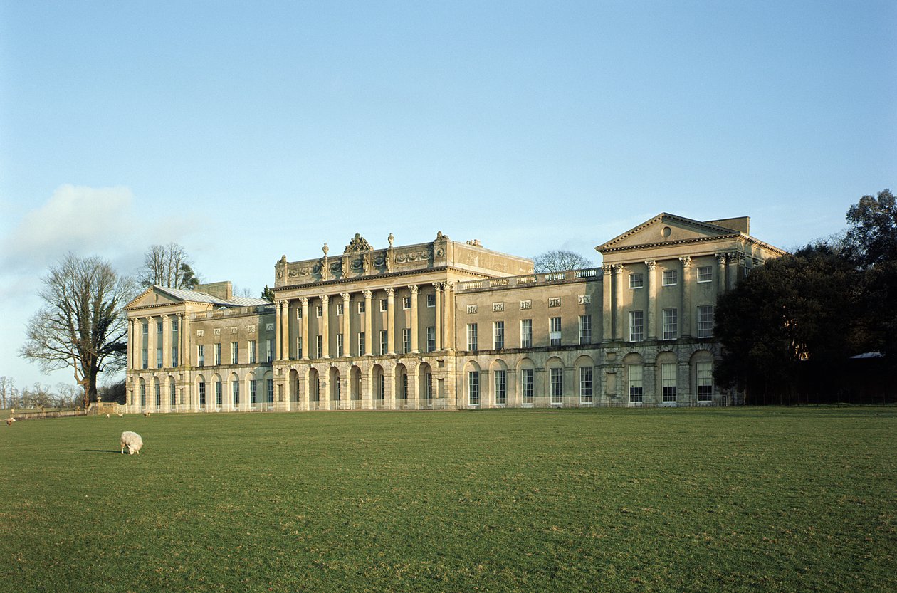 Heveningham Hall, Vy över exteriören, byggd ca 1778 av Robert Taylor 1714-88, Suffolk, Storbritannien av Unbekannt Unbekannt