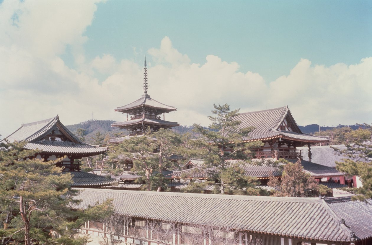 Horyu-ji-templet, Nara Prefecture, Japan, byggt 607 e.Kr av Unbekannt Unbekannt