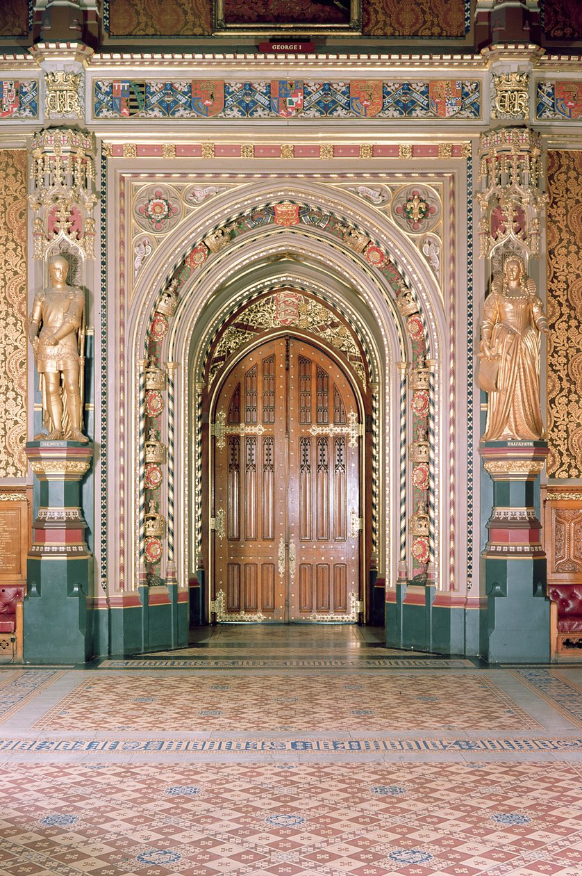 Houses of Parliament, ingången till Robing Room, Royal Gallery, ca 1841, Sir Charles Barry, (1795-1860) & Augustus Pugin, (1812-52) Westminster, London, Storbritannien av Unbekannt Unbekannt