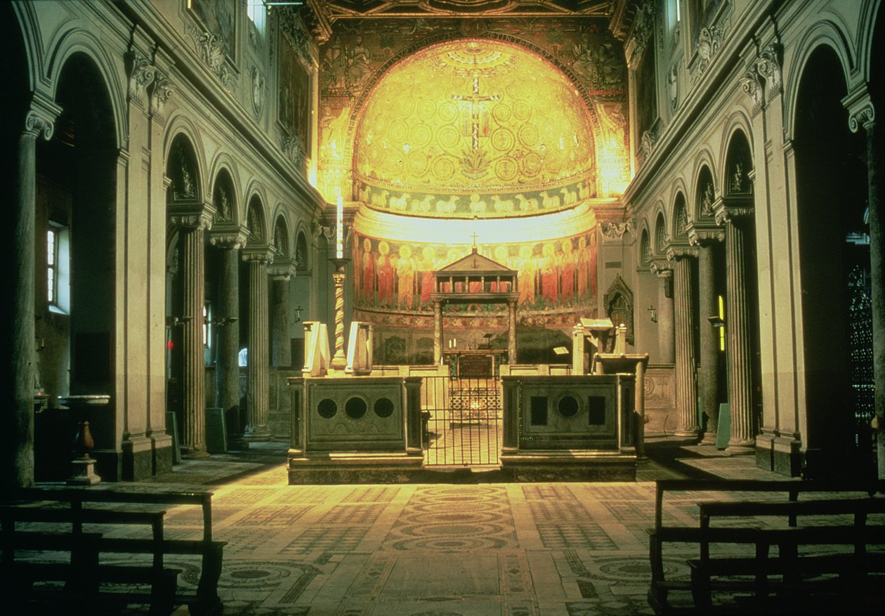 Interiörvy av huvudaltaret i San Clemente, Rom, Italien av Unbekannt Unbekannt