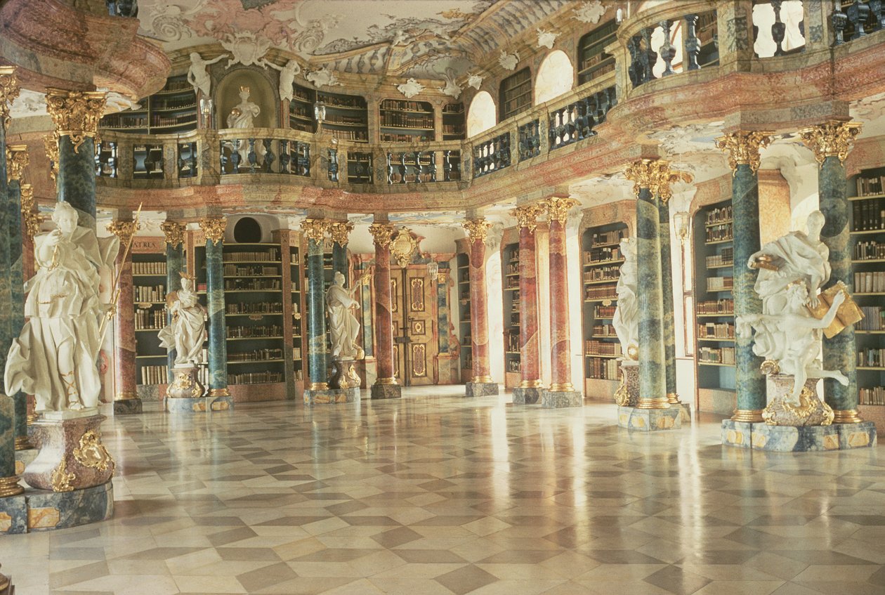 Bibliotekets interiör, färdig 1744 av Unbekannt Unbekannt
