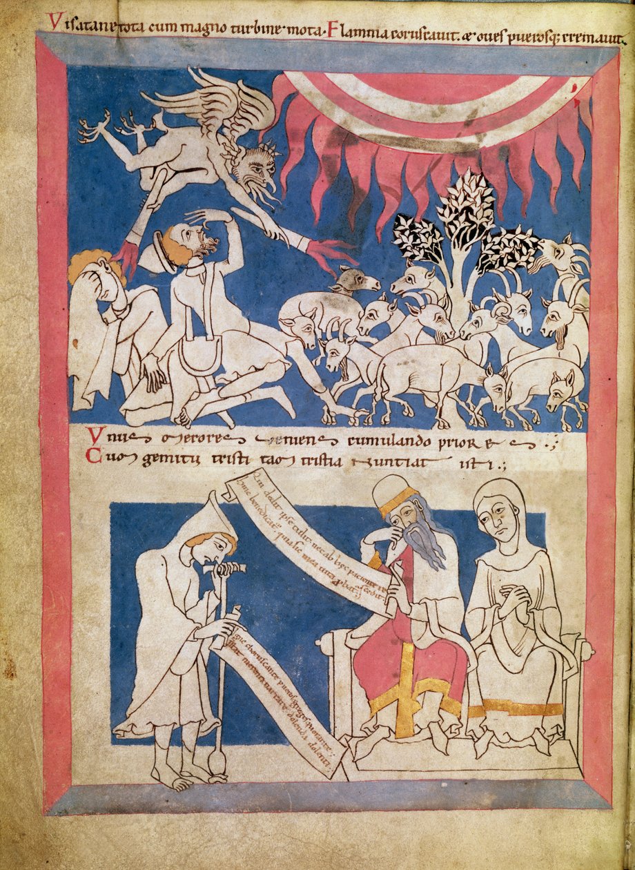 Latin 7253 15 675, f.4v: Job prövas av Gud av Unbekannt Unbekannt