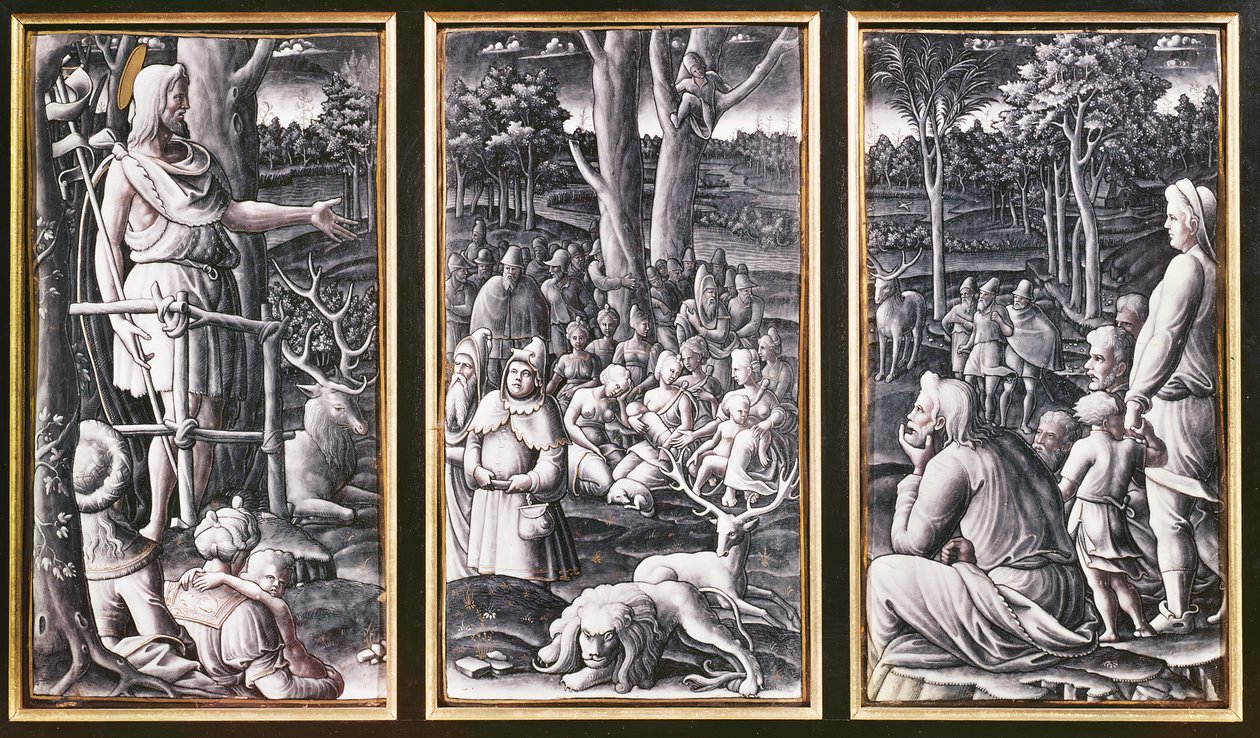 Limoges triptyk av Johannes Döparen som predikar i vildmarken, 1500-talet av Unbekannt Unbekannt