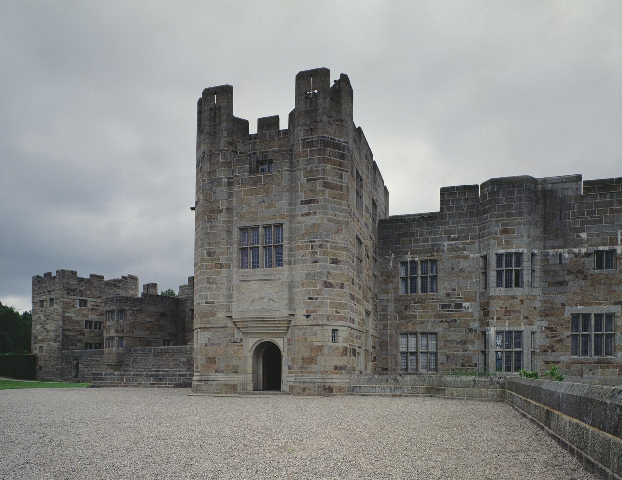 Huvudentrén till Castle Drogo, designad av Sir Edwin Lutyens (1869-1944) 1910-30 av Unbekannt Unbekannt