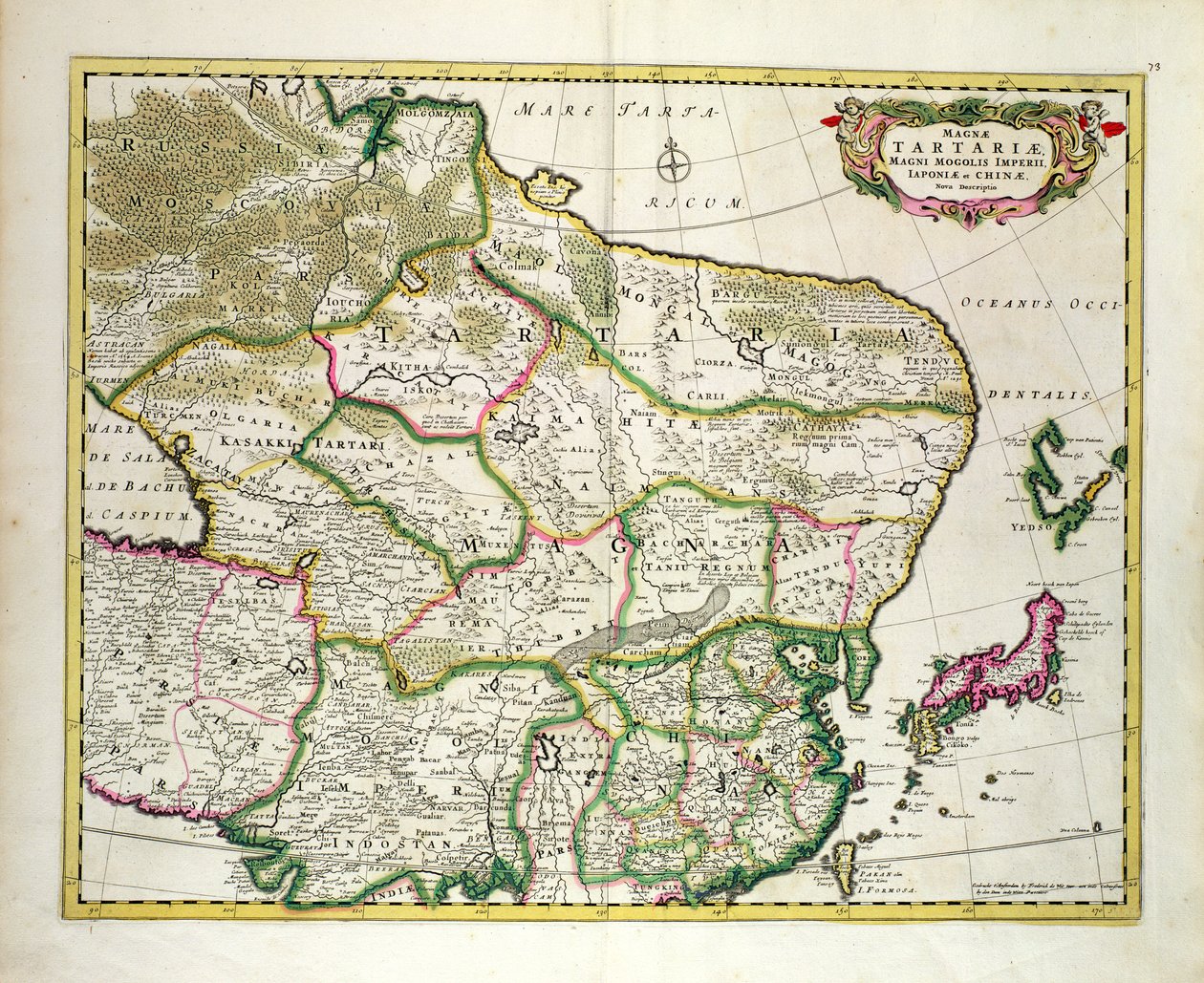 Karta över Mongoliet som visar delar av Ryssland, Japan och Kina, c.1680, av Frederick de Wit av Unbekannt Unbekannt