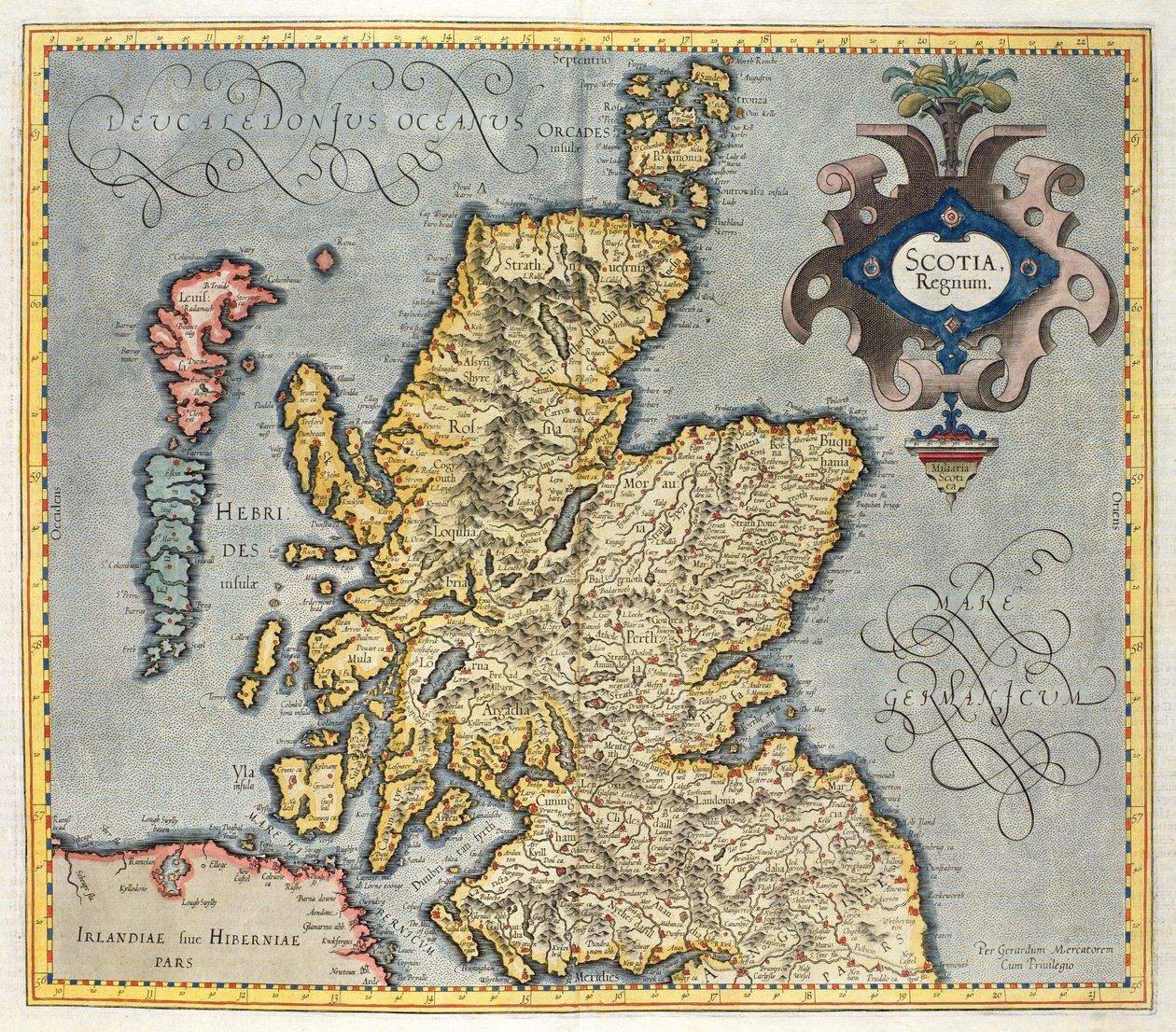 Karta över kungariket Skottland, 1600-talets Scotia Regnum (influerad av Mercators Atlas) av Unbekannt Unbekannt