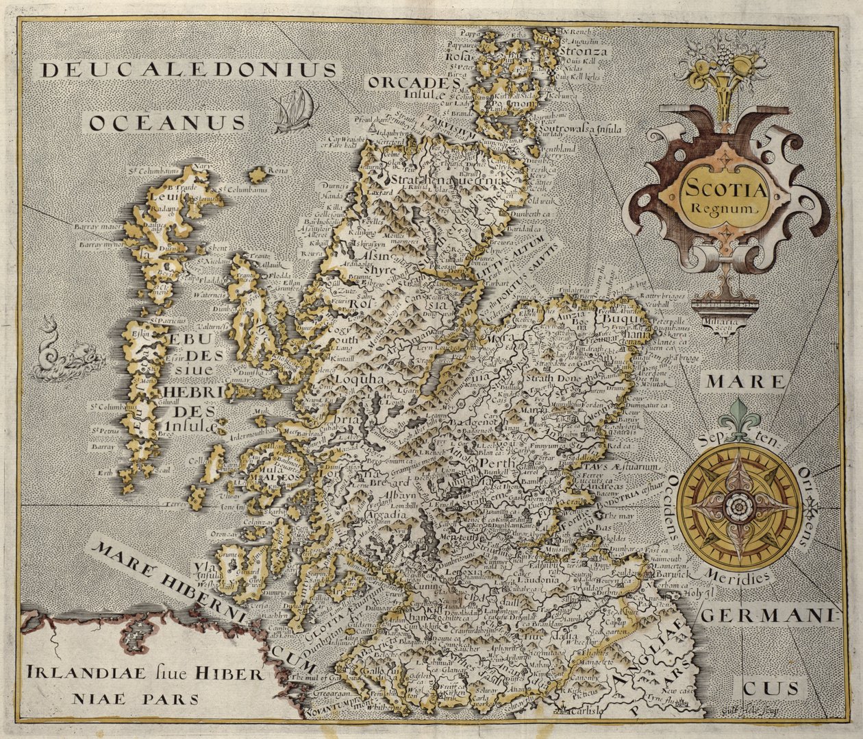 Karta över kungariket Skottland, 1600-talets Scotia Regnum av Unbekannt Unbekannt