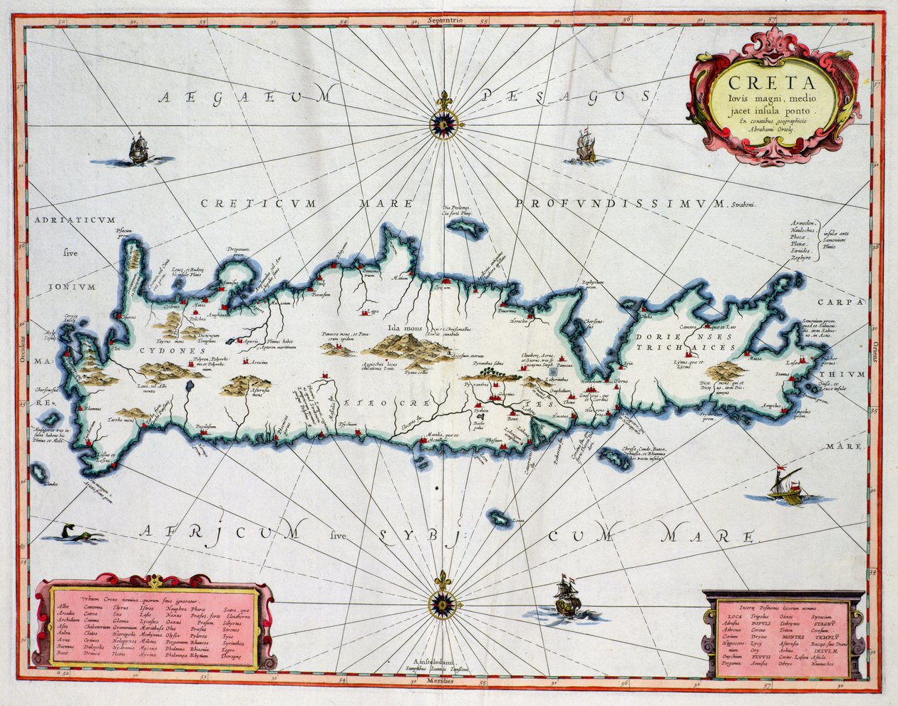 Karta som visar ön Kreta, ca 1570, av Abraham Ortelius (1527-98) av Unbekannt Unbekannt