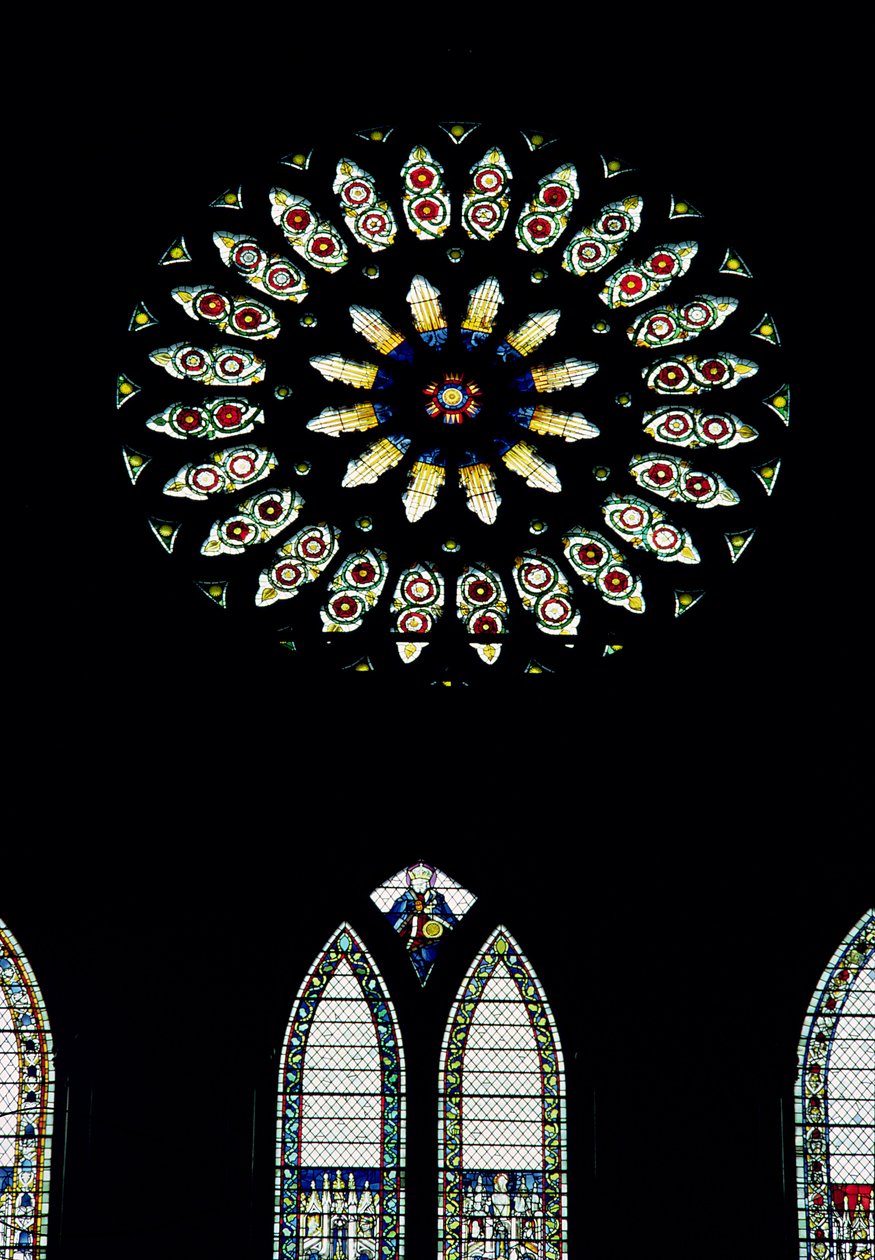 Marigold Window eller St.Catherines Window, c.1515. De röda och vita rosorna firar föreningen av husen York och Lancaster genom Henry VIIs äktenskap. av Unbekannt Unbekannt