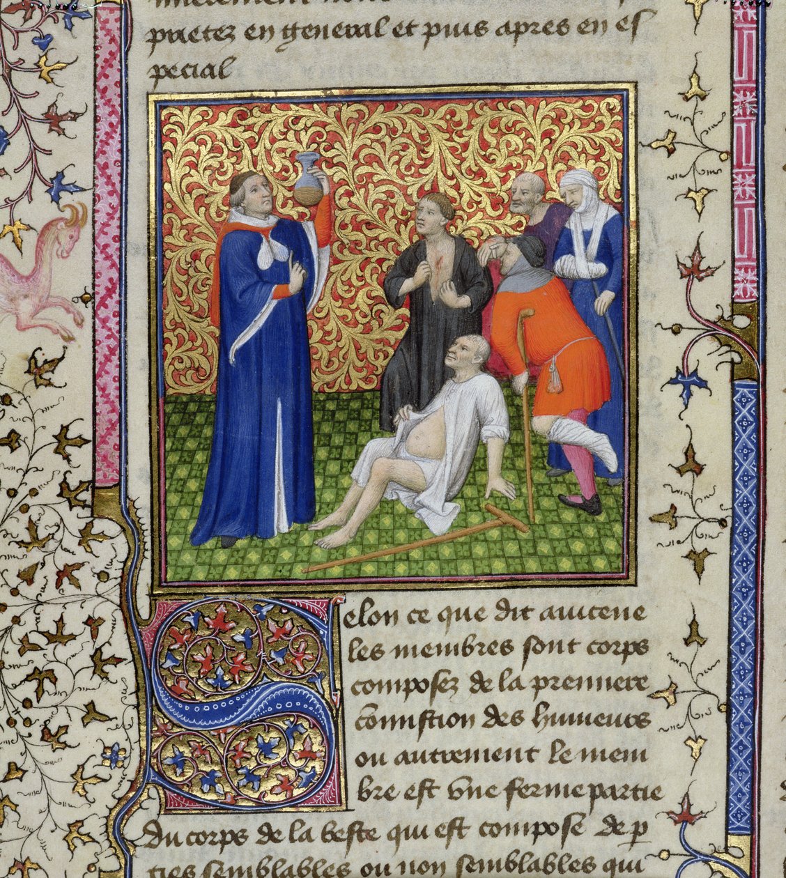 Ms.251 f.54v En läkare med sina patienter, från Des Proprietez des Choses, c.1415 av Unbekannt Unbekannt