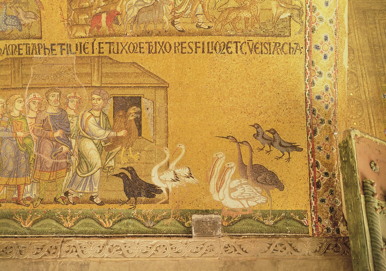 Noah tar med djuren in i arken, mosaik i vestibulen i San Marco, Venedig av Unbekannt Unbekannt