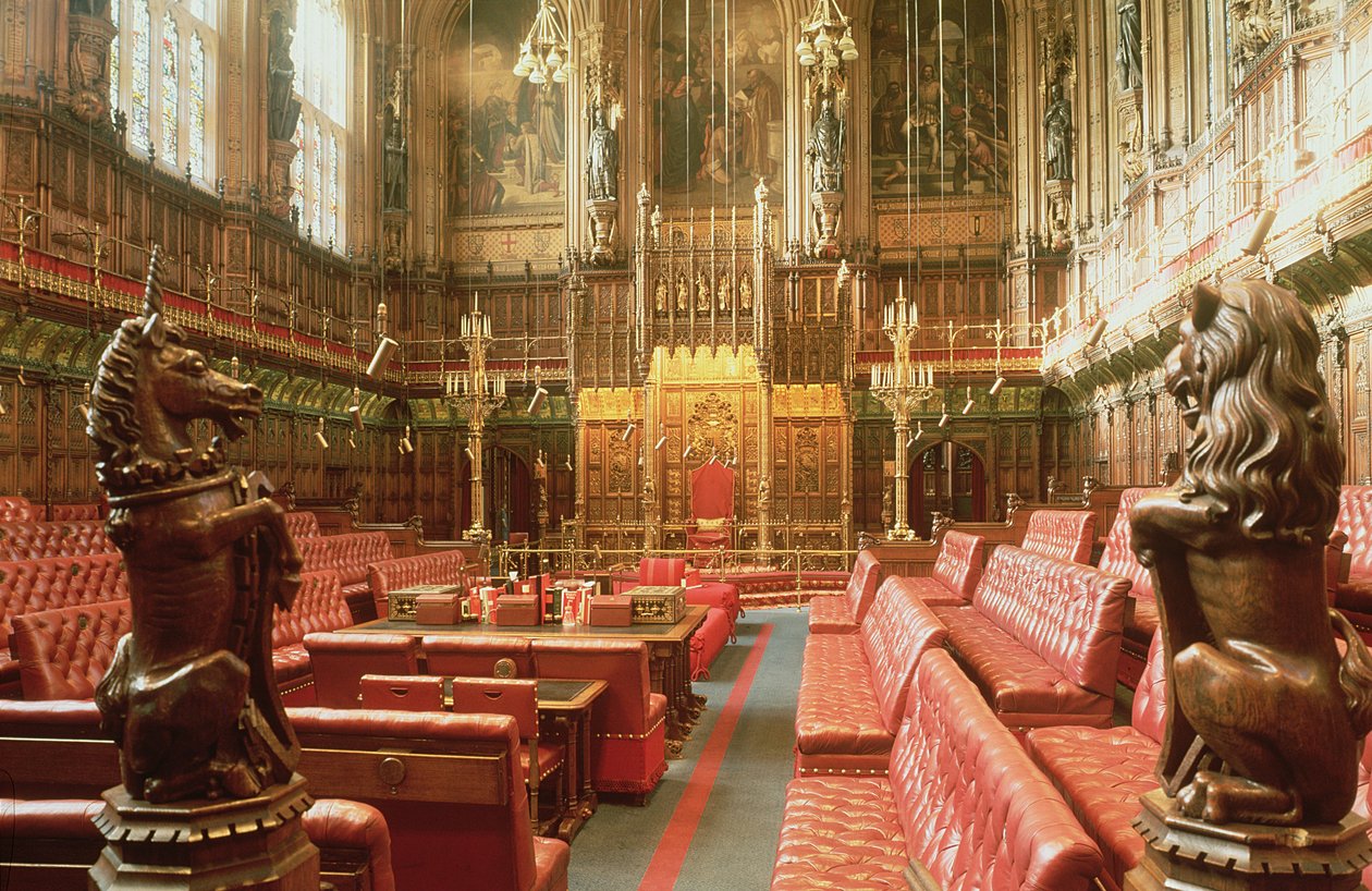 Palace of Westminster, interiören av House of Lords c. 1844, Augustus Welby Pugin (1812-52) av Unbekannt Unbekannt