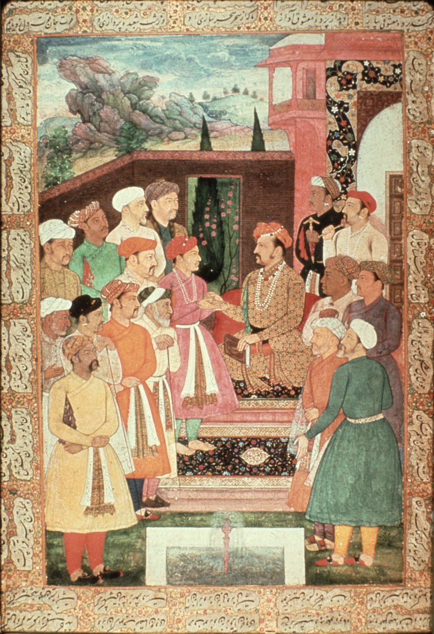 Parviz tar emot sin publik, Jahangir School, Mughal av Unbekannt Unbekannt