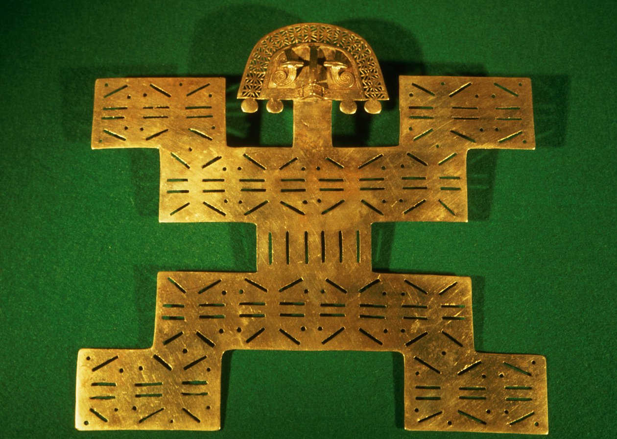 Pectoral prydnad från Tolima-regionen, Colombia, ca 500-1500 AD (guld) av Unbekannt Unbekannt