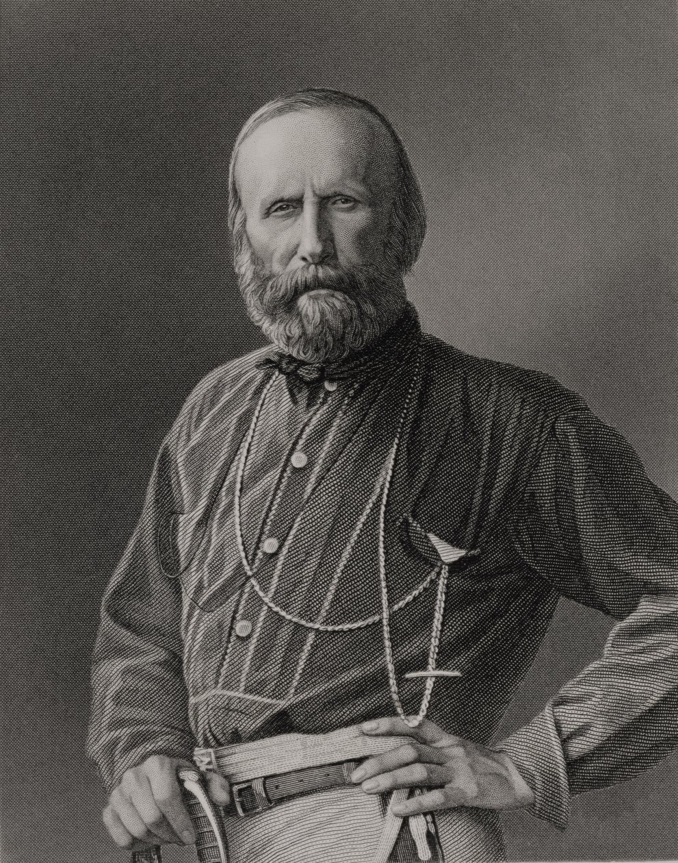Porträtt av Giuseppe Garibaldi (1807-82) graverad av William Holl (1807-71) från ett fotografi, pub. av William Mackenzie av Unbekannt Unbekannt