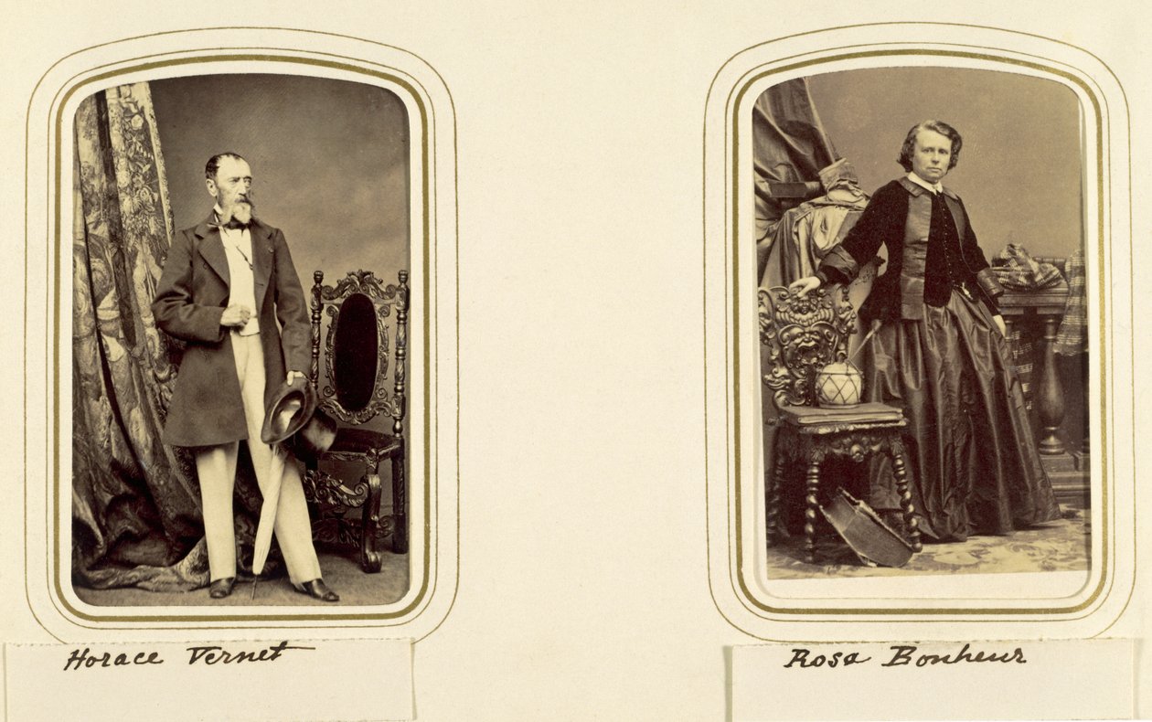 Porträtt av Horace Vernet och Rosa Bonheur (sepiafoto) av Unbekannt Unbekannt