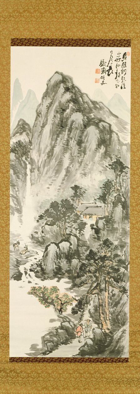 Retreat in the mountains av Tessai Tomioka (1836-1924), (träblock i färg) av Unbekannt Unbekannt