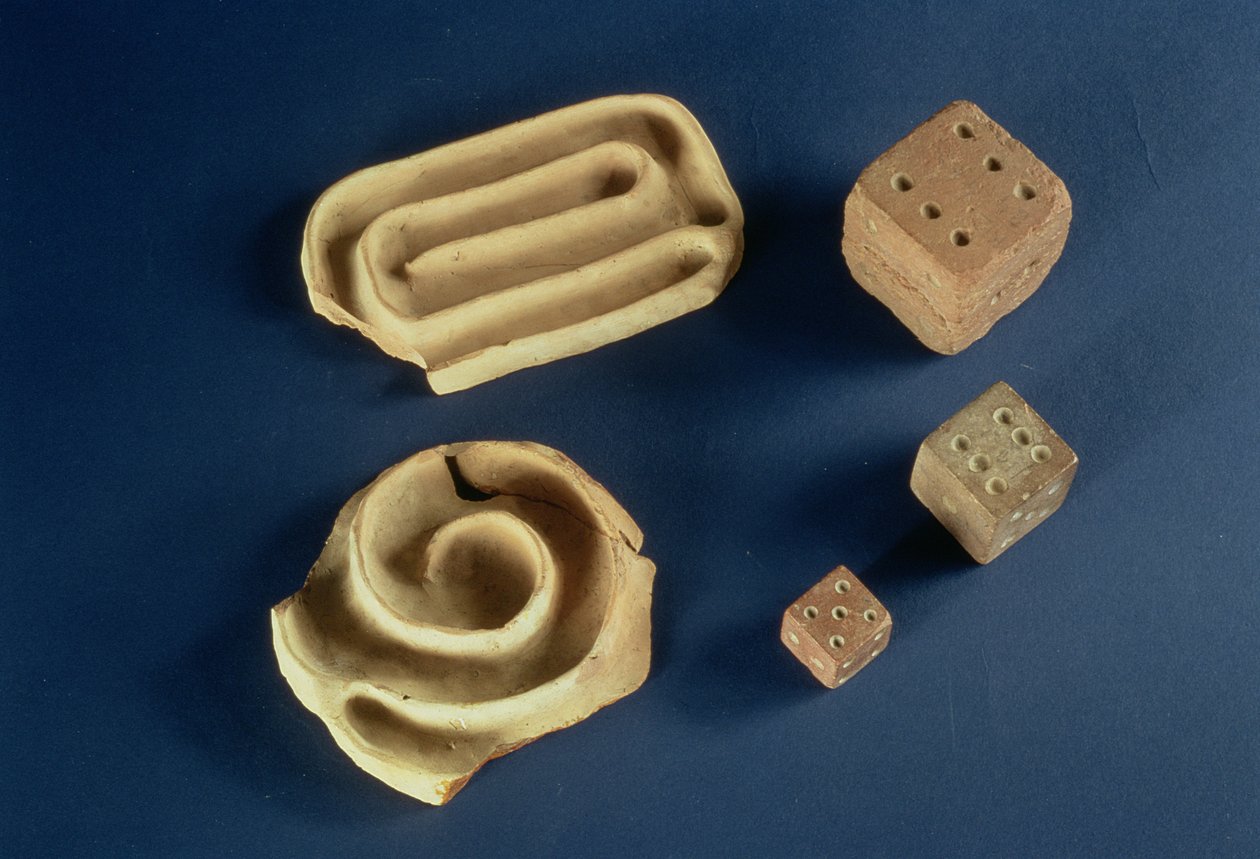 Sandstenstärningar och terrakottalabyrintspel, Harappa, 2300-1750 f.Kr. av Unbekannt Unbekannt