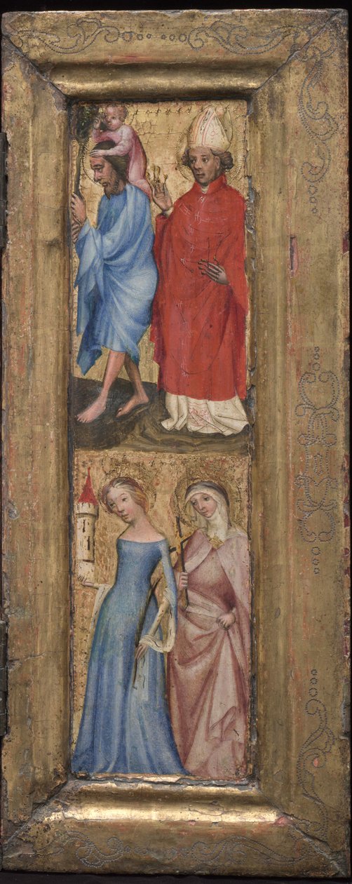 St. Christopher and St. Erasmus, St. Barbara and another female saint av Unbekannt Unbekannt