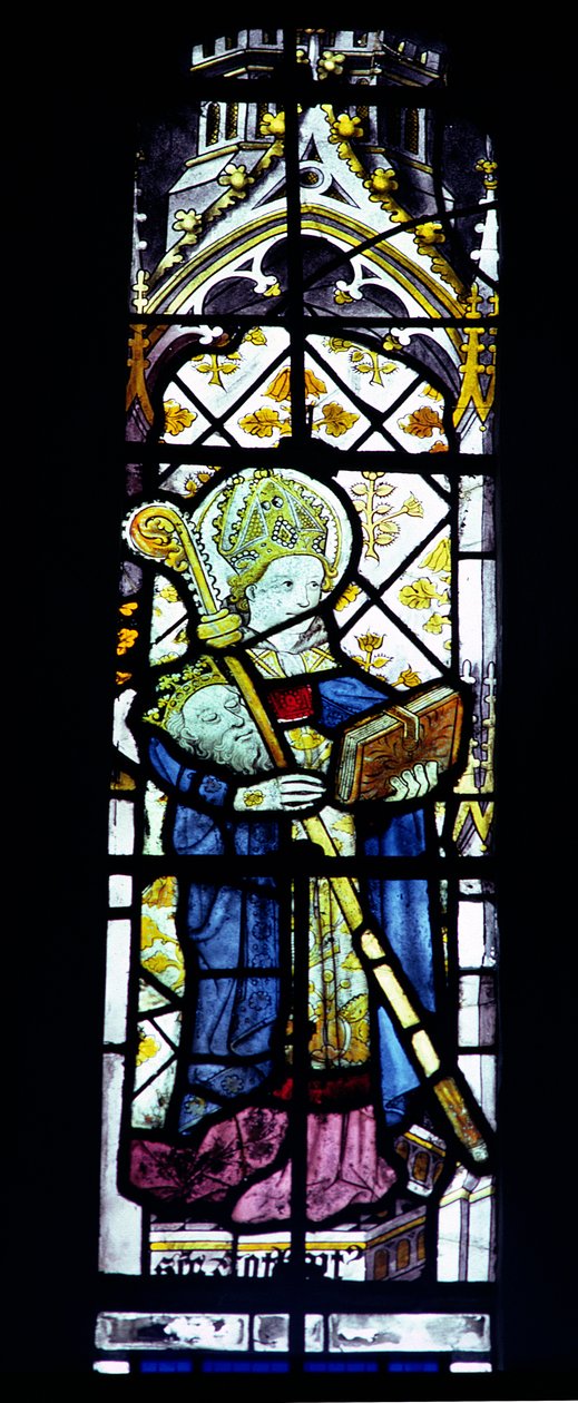 St. Cuthbert bär kung Oswalds huvud, brittiskt, 1400-tal av Unbekannt Unbekannt