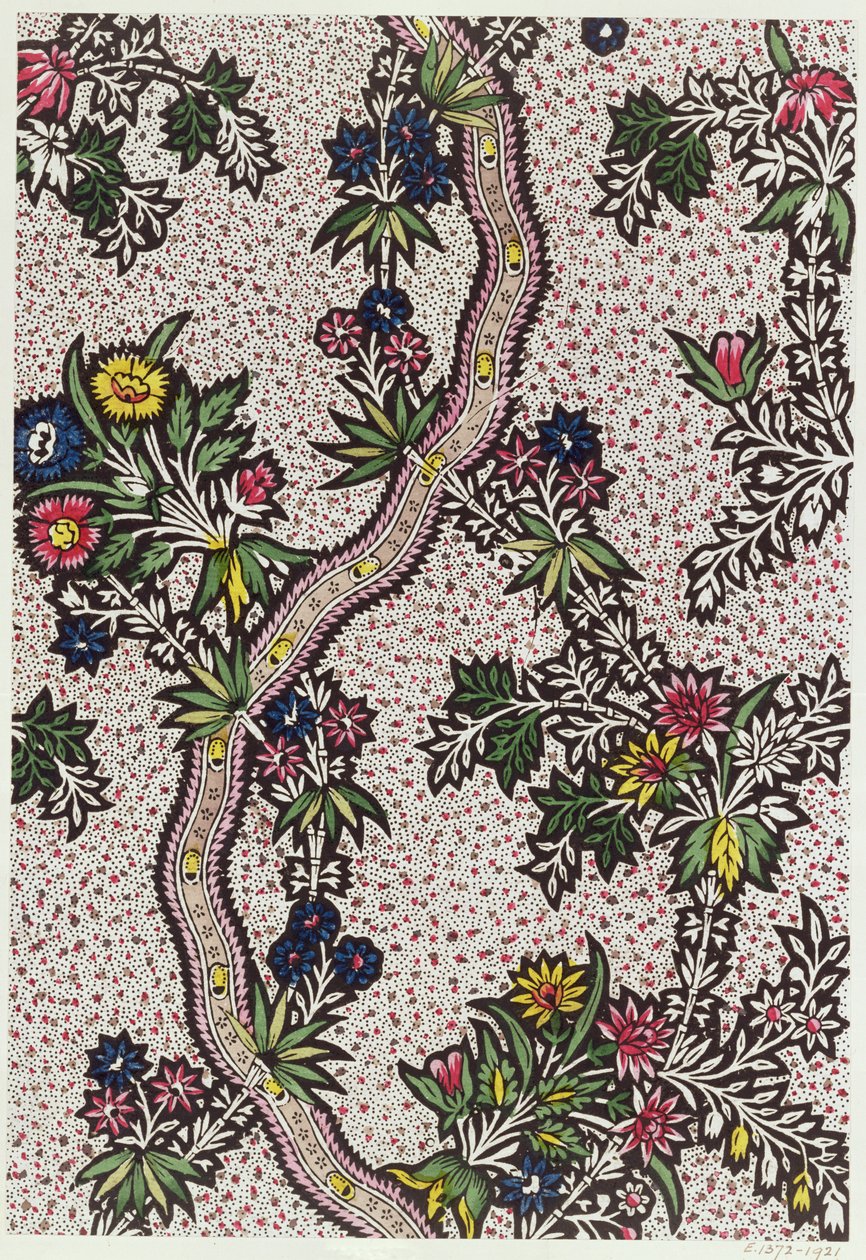 Textildesign av växtformer och ormband, c.1770 av Unbekannt Unbekannt