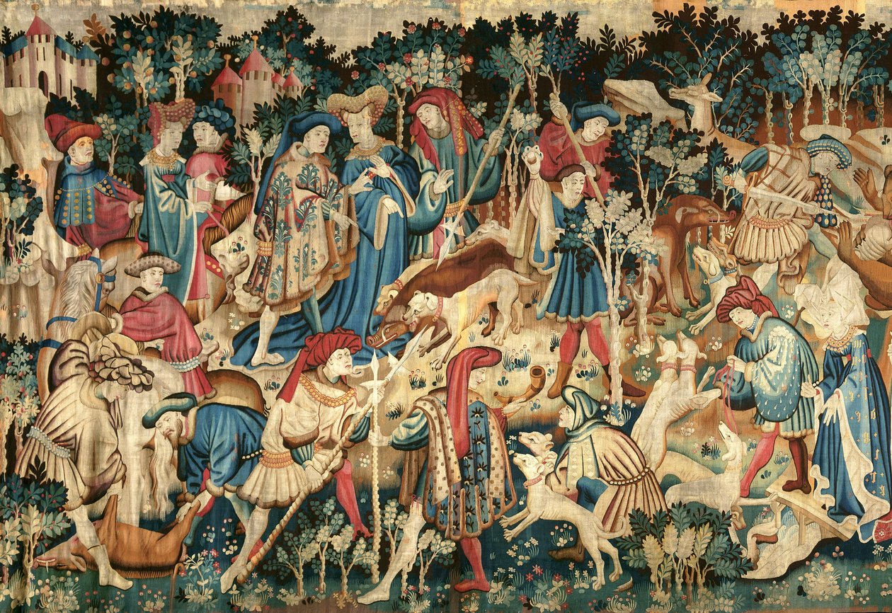 Devonshire Hunting Tapestries, Boar and Bear Hunt, troligen Arras, 1425-50 av Unbekannt Unbekannt