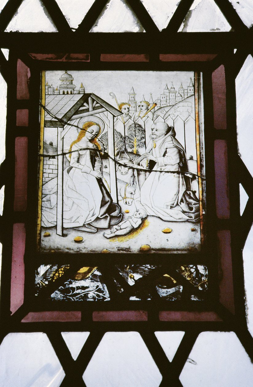 Den heliga familjen och herdarnas tillbedjan, 1400-talet av Unbekannt Unbekannt