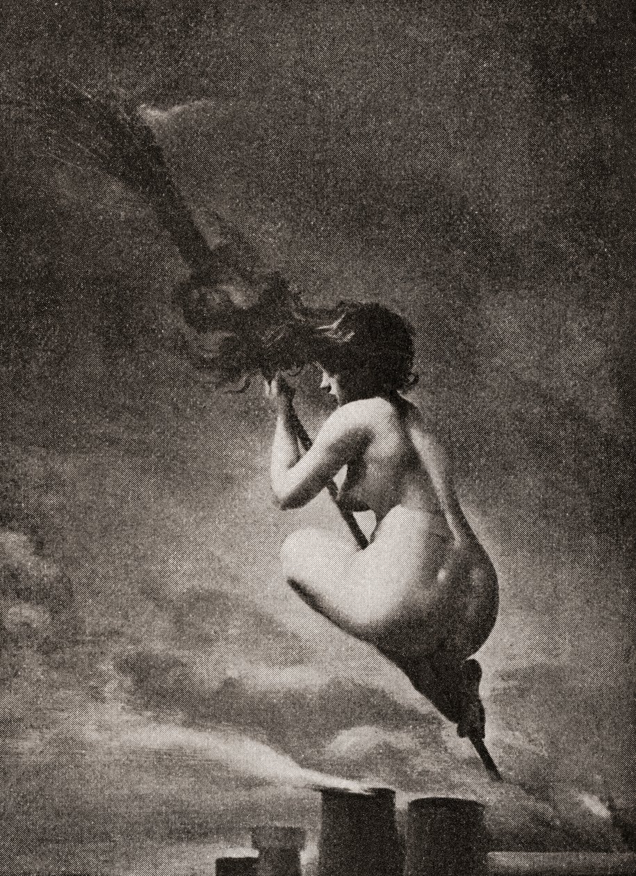 Häxan på sin kvast, efter ett verk av L.R. Falero. Ur Illustrierte Sittengeschichte vom Mittelalter bis zur Gegenwart av Eduard Fuchs, utgiven 1909. av Unbekannt Unbekannt