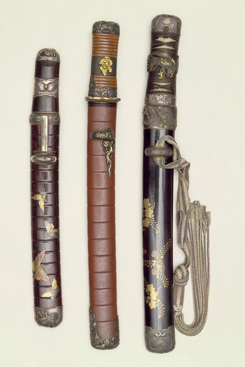 Tre Aikichi Tanto (svärd) från Meiji-perioden, sent 1800-tal av Unbekannt Unbekannt