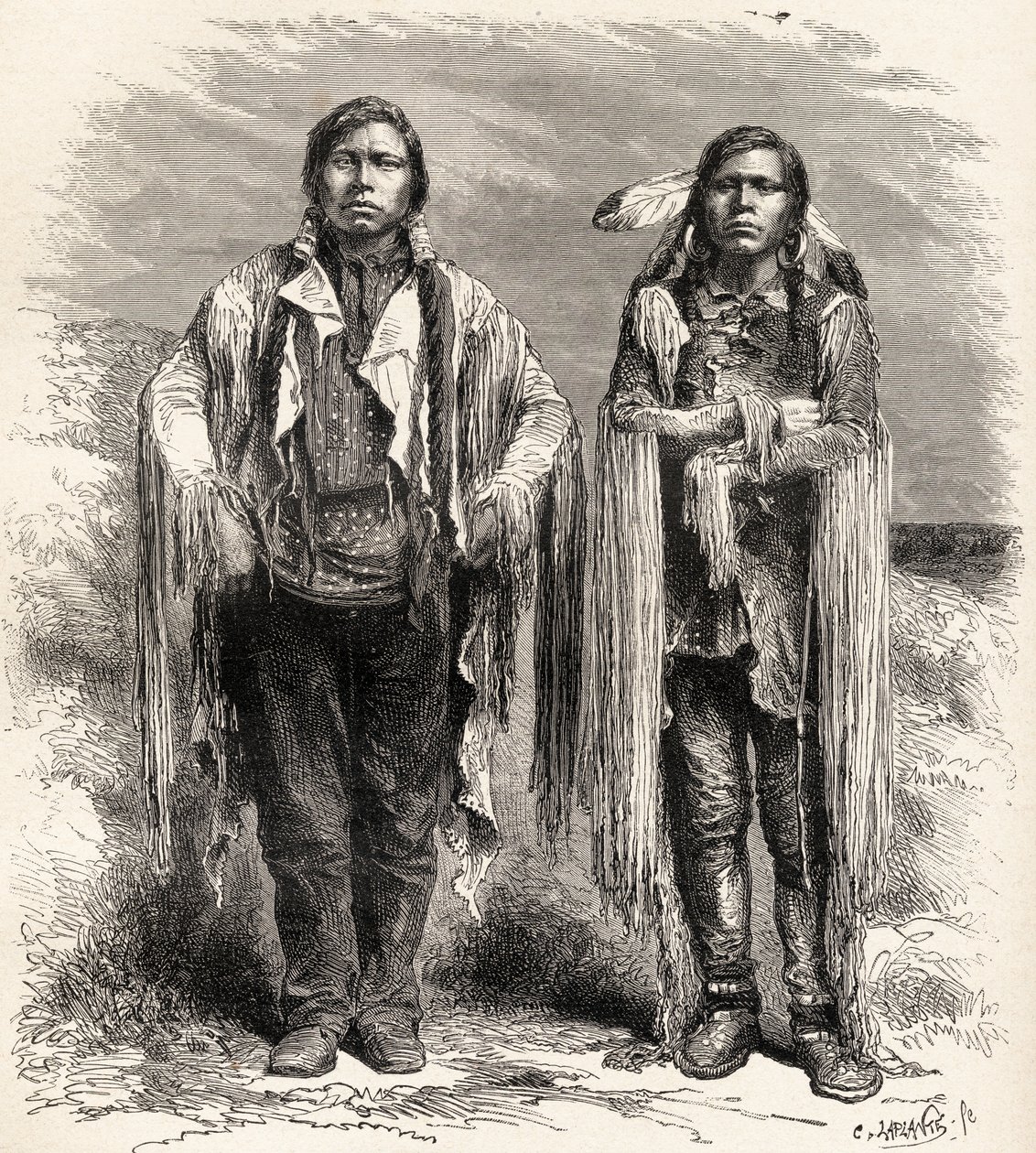 Två Ute-indianer, illustration från "The World in the Hands", graverad av Charles Laplante (d.1903), publicerad 1878. av Unbekannt Unbekannt