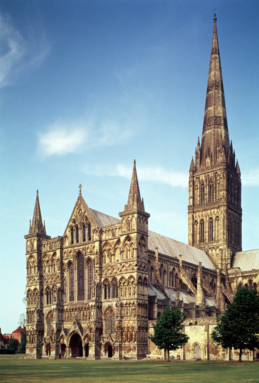 Utsikt över Salisbury Cathedral från sydväst, 1220-58 av Unbekannt Unbekannt