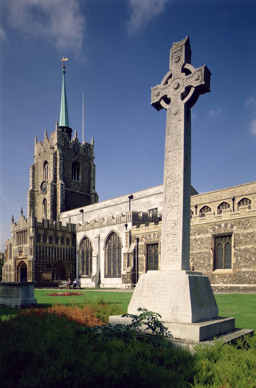 Utsikt över Essex Tower och South Porch, Chelmsford Cathedral, Essex av Unbekannt Unbekannt