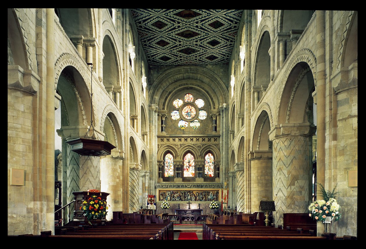 Vy över mittskeppet i klosterkyrkan, Waltham Abbey, Essex av Unbekannt Unbekannt