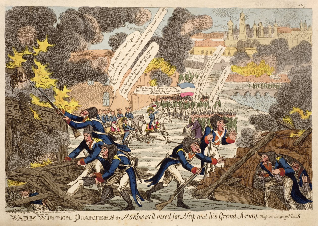 Warm Winter Quarters eller Moskva välsänt för Napoleon och hans stora armé av Williams, från en serie med titeln den ryska kampanjen maj 1813 av Unbekannt Unbekannt