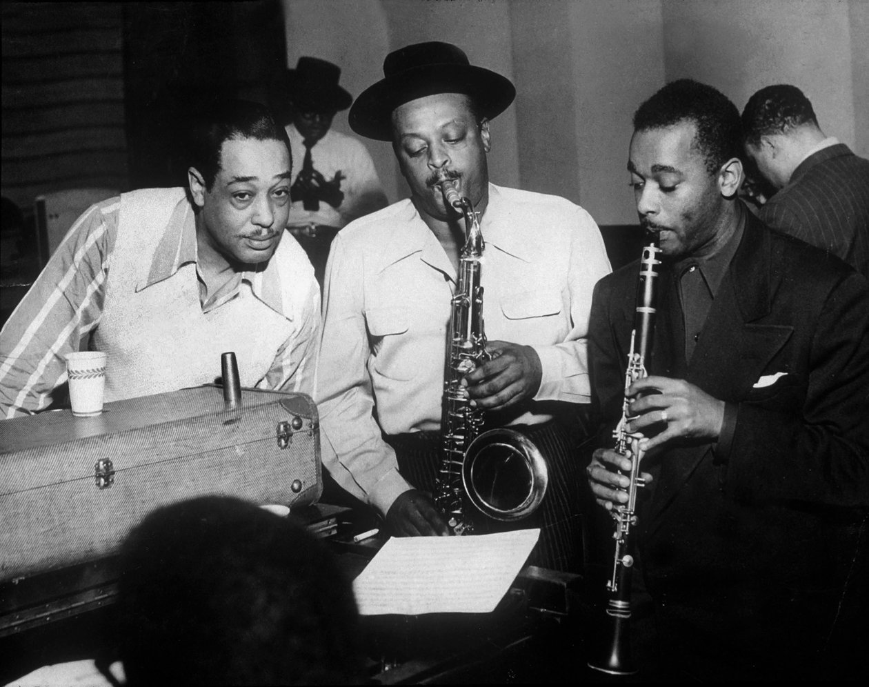 Duke Ellington med Ben Webster och Jimmy Hamilton i Carnegie Hall, 1948 av Unbekannt Unbekannt