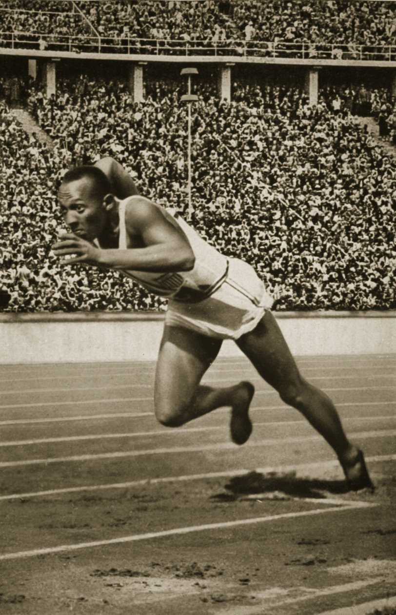 Jesse Owens i början av 200m-loppet vid OS i Berlin 1936 av Unbekannt Unbekannt