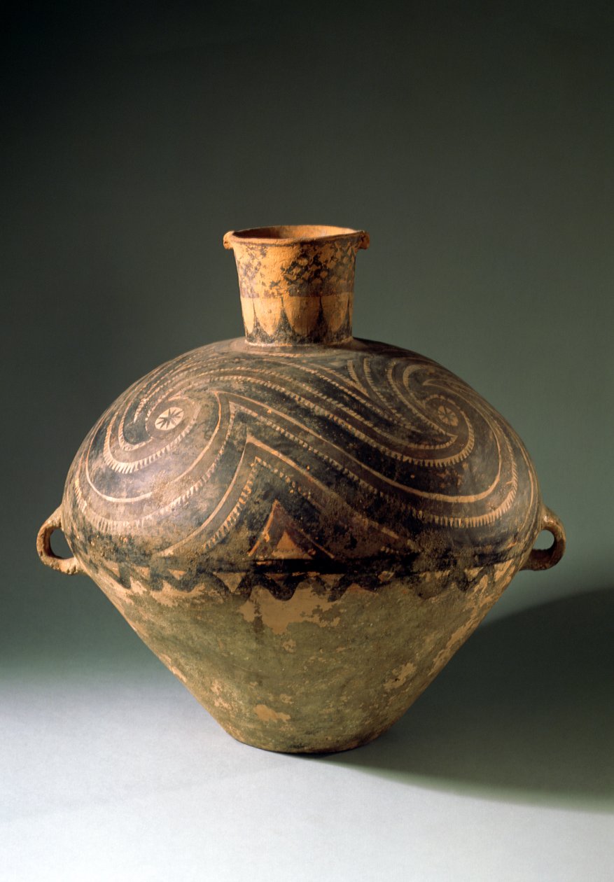 Vas målad med ett spiralmönster, från Gansu-provinsen, Bashan-perioden, 2650-2350 f.Kr. av Unbekannt Unbekannt