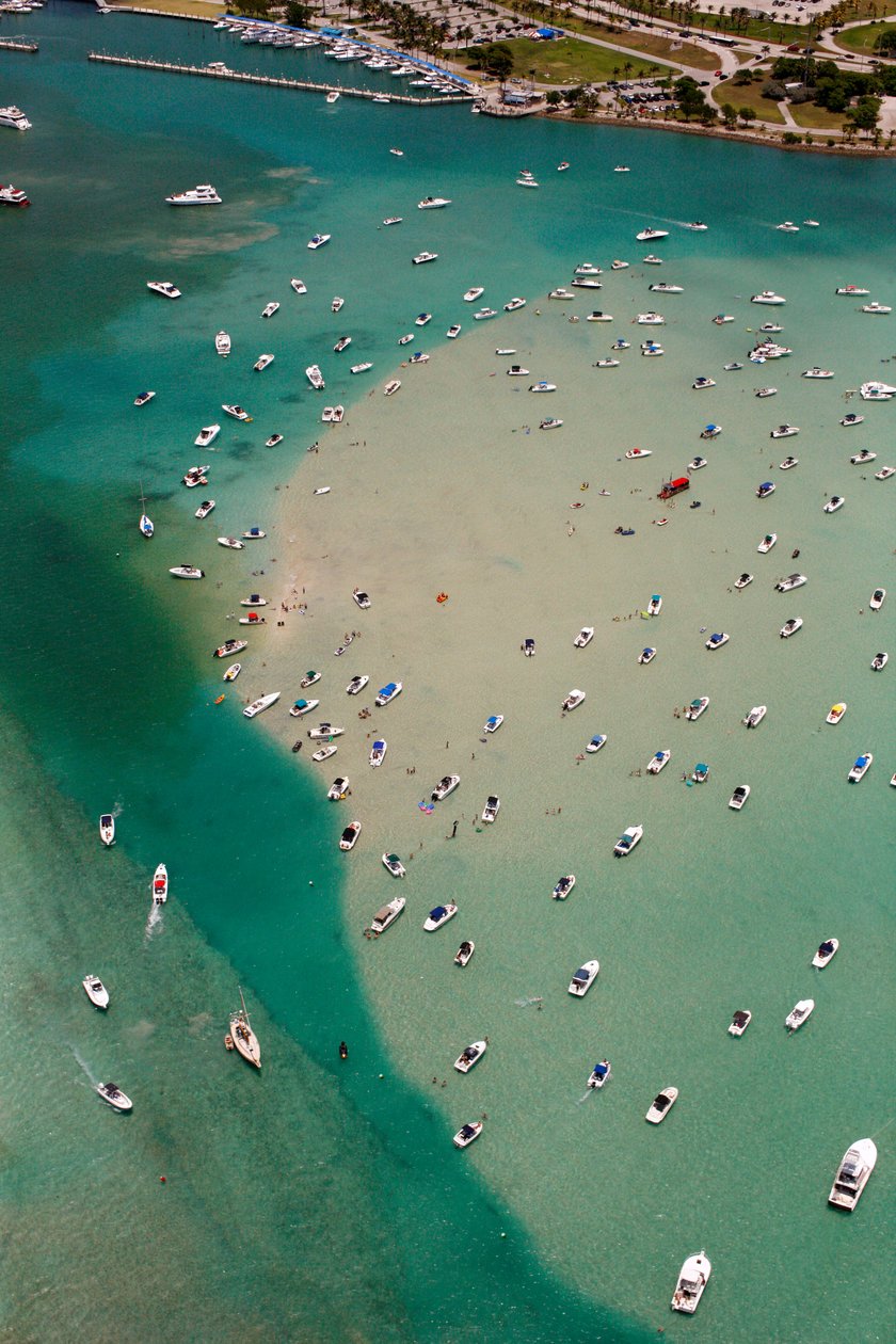 Flygfoto över båtar i havet, Miami av Unbekannt Unbekannt