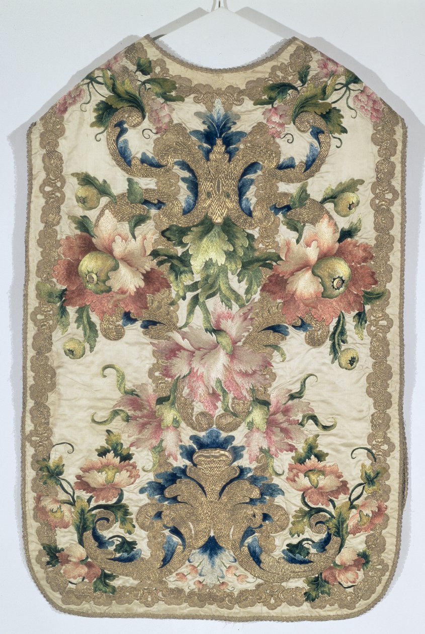 Chasuble, dekorerad med blommor, fransk, sent 1600-tal av Unbekannt Unbekannt
