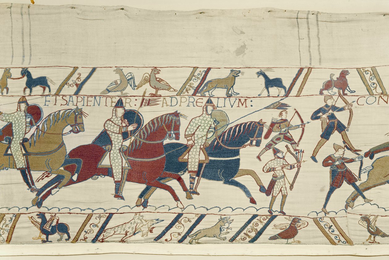 Hertig William uppmanar sina trupper att förbereda sig manligt och försiktigt för striden mot den engelska armén, Bayeux Tapestry av Unbekannt Unbekannt