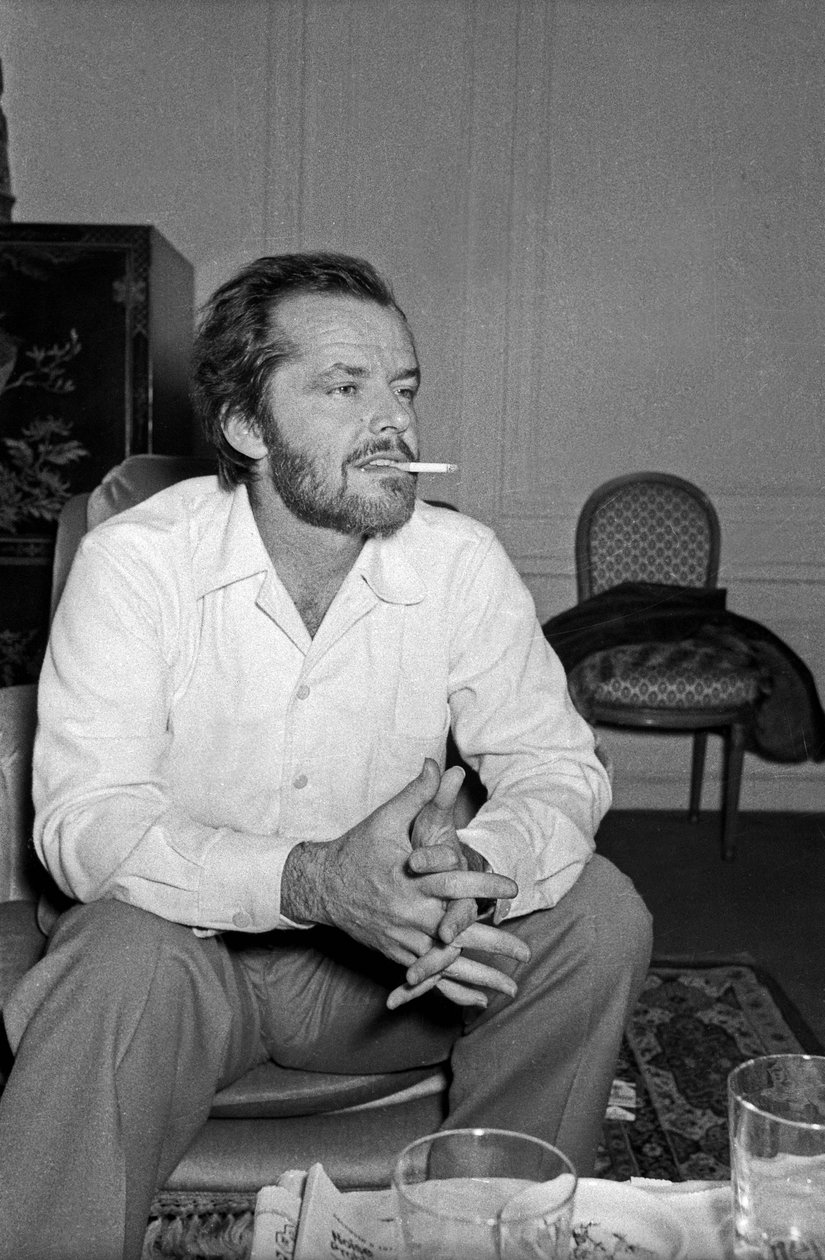 Jack Nicholson svarade journalisterna på sitt hotell i Paris den 9 december 1974 av Unbekannt Unbekannt