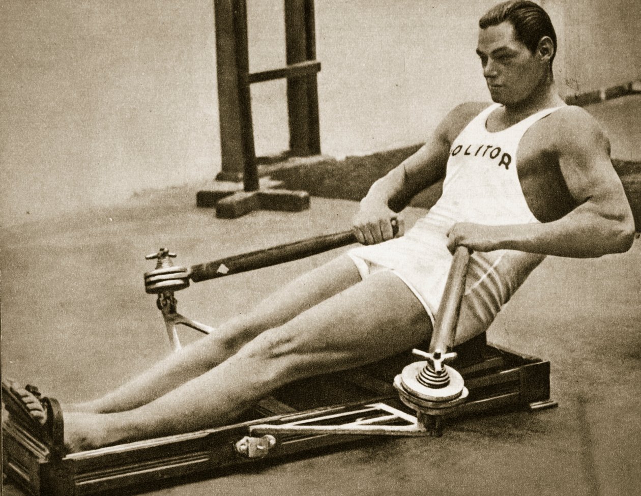 Johnny Weissmuller, den förste mannen att simma 100 meter på under en minut, mästare i OS 1924 och 1928, 1920-talet av Unbekannt Unbekannt