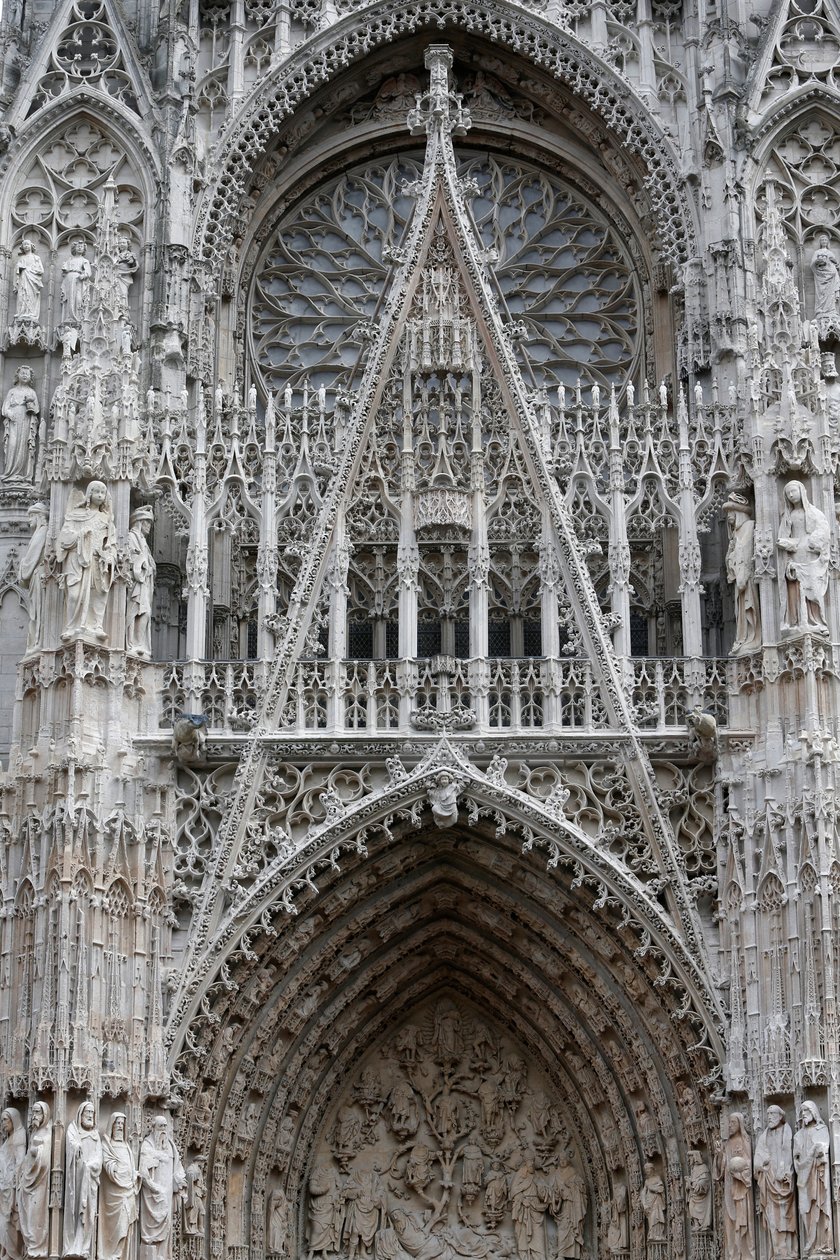 Notre-Dame-katedralen, Rouen, Frankrike, Detalj av fasaden av Unbekannt Unbekannt