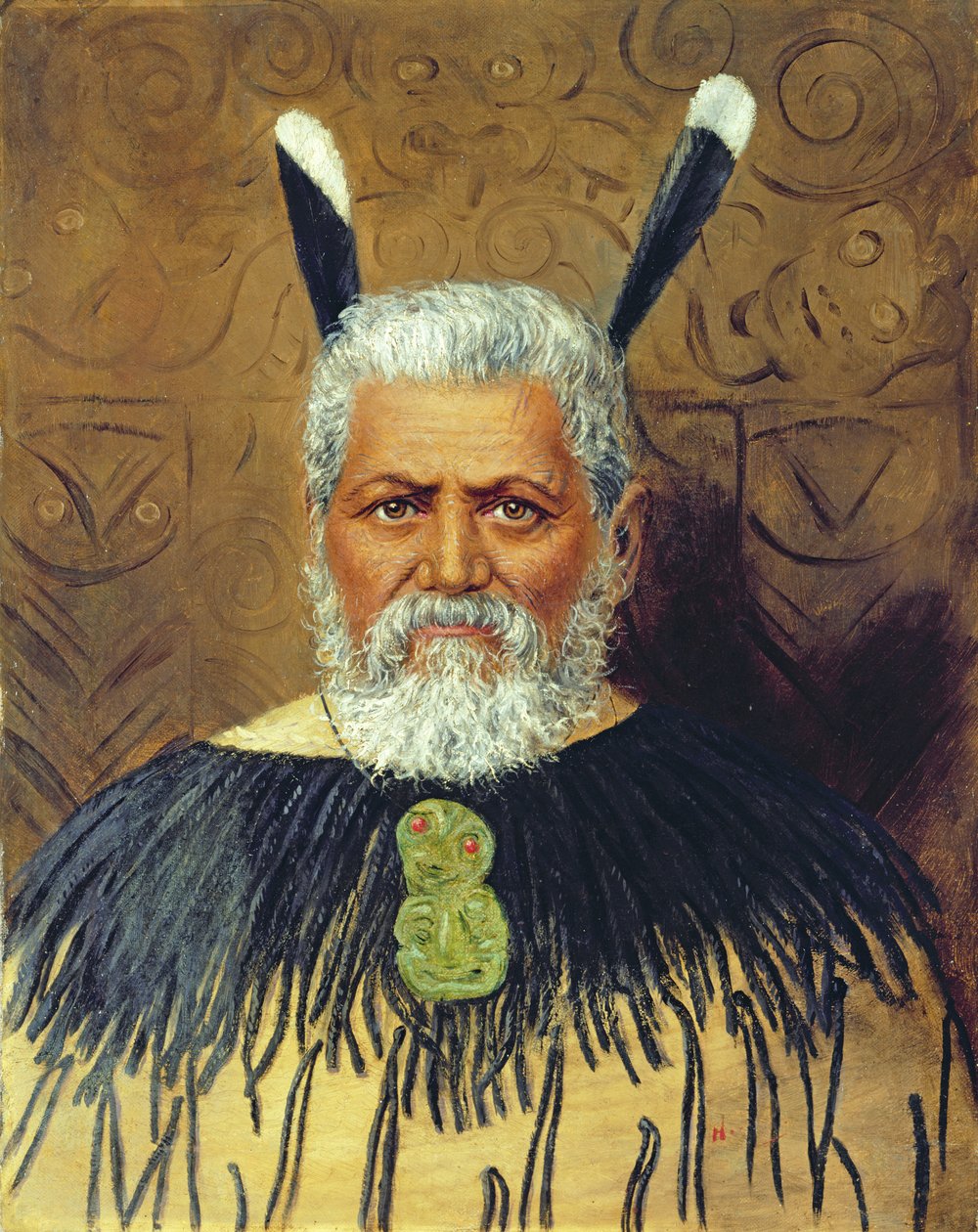 Porträtt av en maori, ca 1890 av Unbekannt Unbekannt