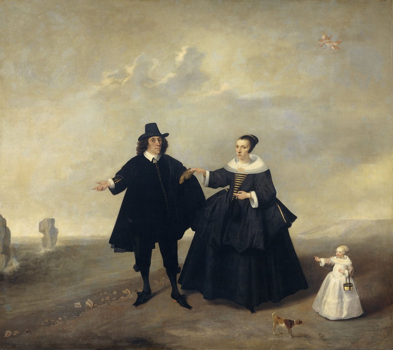 Porträtt av ett gift par med barn, medlemmar av familjen Beresteyn, ca 1655 av Unbekannt Unbekannt