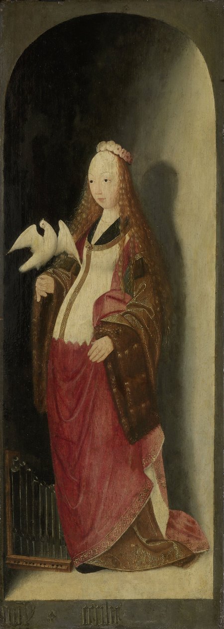 Saint Cecilia, högra flygeln av en triptyk, tillskriven Master of the Brunswick Diptyk, ca 1490-1500 av Unbekannt Unbekannt