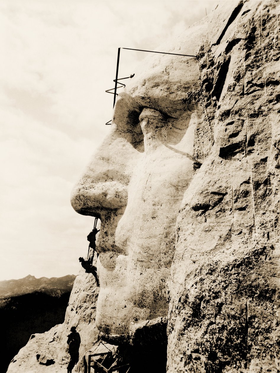 Byggandet av Mount Rushmore National Memorial, detalj av George Washington, 1928 av Unbekannt Unbekannt