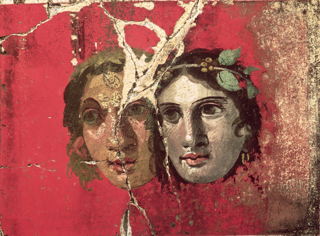 Väggmålning av ett par, Pompeji, 1:a århundradet e.Kr av Unbekannt Unbekannt